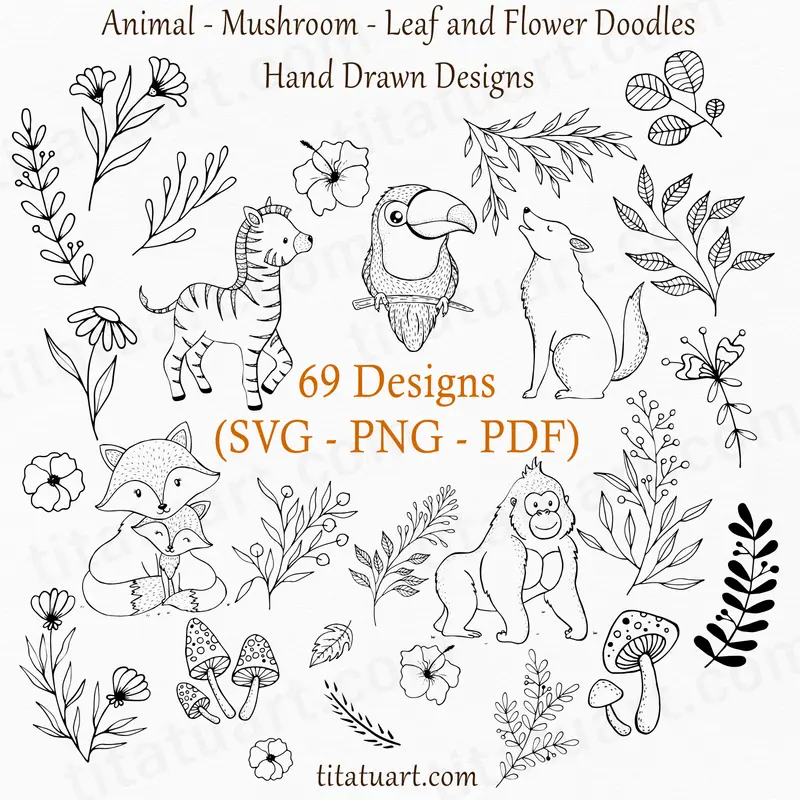 Hand Drawn Wild Animal - Flower SVG